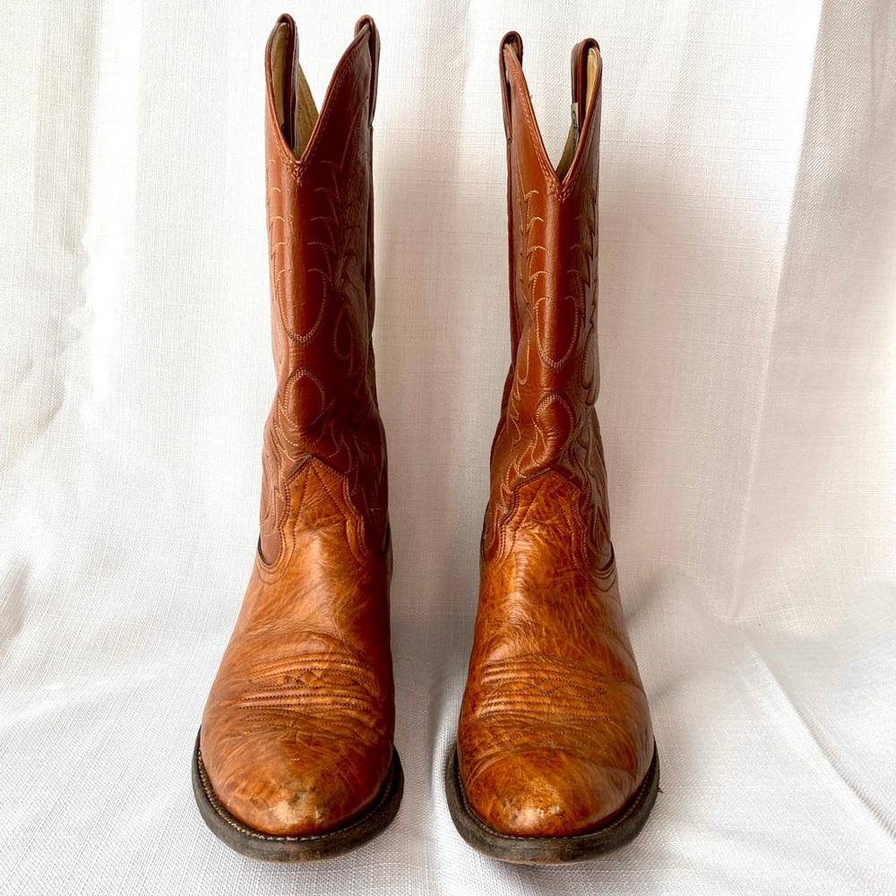 Vintage Nocona Men's Western Bullhide Leather Cowboy Boots Made in the USA - Picture 3 of 13